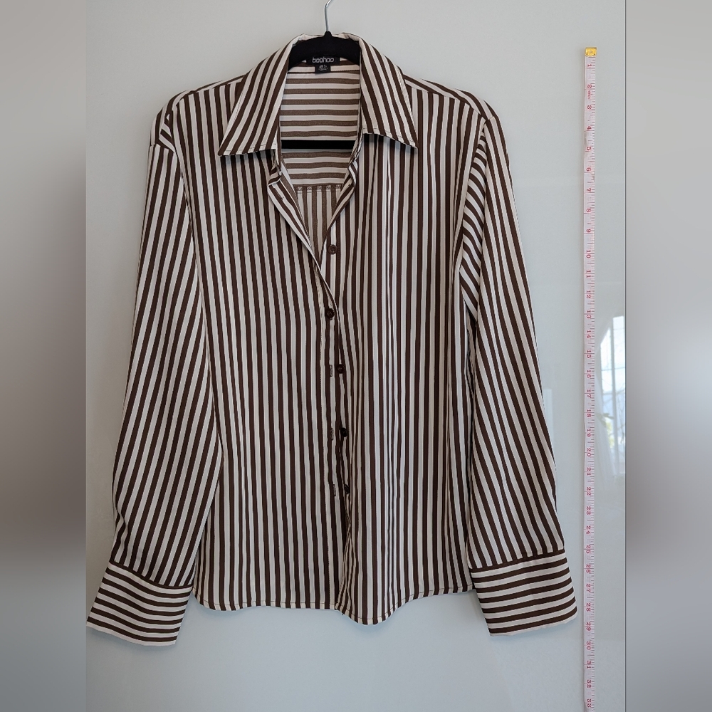 Brown Striped Dress Shirt